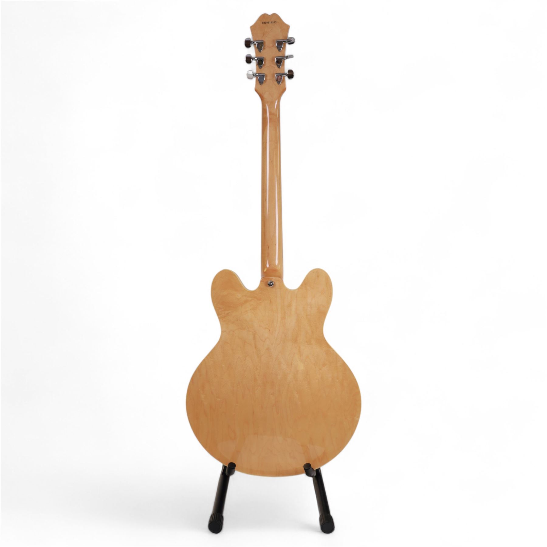 Epiphone DOT by Gibson semi-hollow electric guitar, serial no. S020510207 made in Korea circa 2002, laminated maple body in blonde finish, in Warwick Rockbag soft case, guitar L107cm
