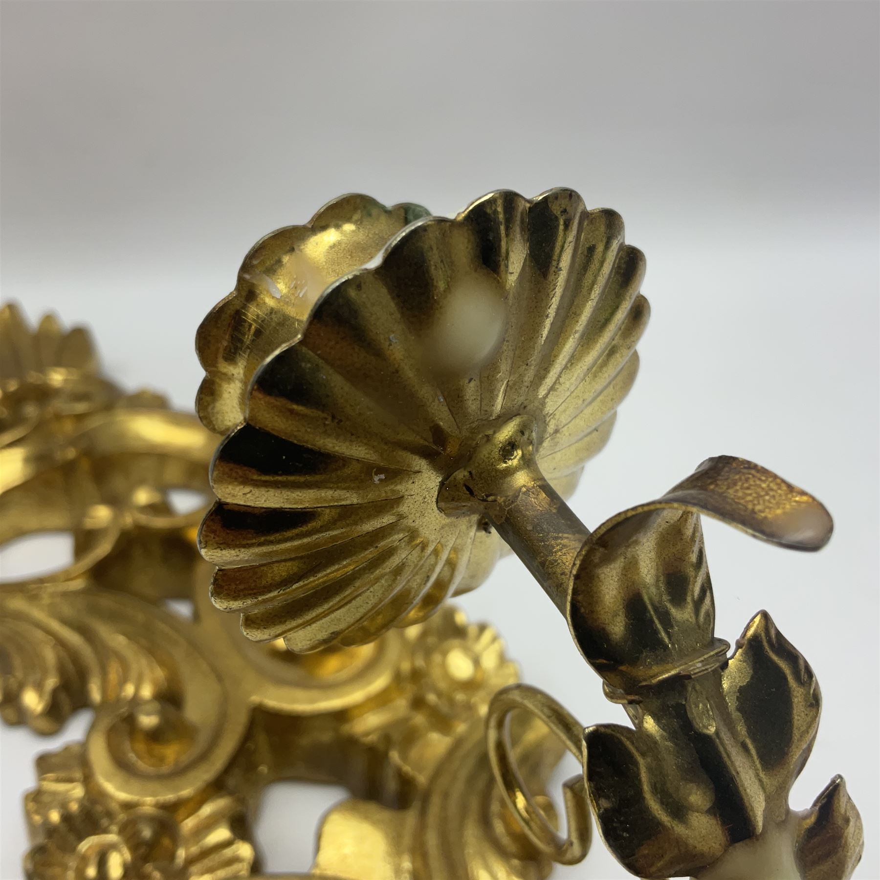 Pair of gilt wood single branch wall sconces, H40cm