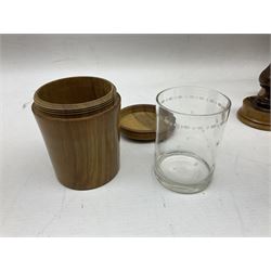 Collection of Jerusalem olive wood treen, to include bound bible, pair of turned candlesticks, egg cups etc, together with other treen