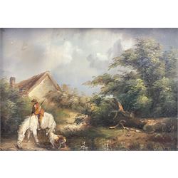 Continental School (20th century): Horse and Rider in a Village Scene, oil on panel unsigned 11cm x 16cm