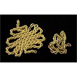 9ct gold rope link necklace and links, tested or hallmarked, approx 5.05gm