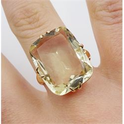 Early 20th century 9ct gold large single stone citrine ring, Birmingham 1930