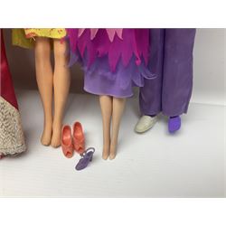 Pelham Puppet - Tyrolean Girl in yellow box; three 'A' Team action figures; clockwork plastic Mickey Mouse figure; and seven various fashion dolls (12)