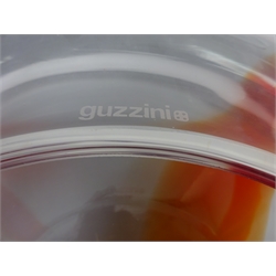  Guzzini clear glass bowl with orange cross centre, D40cm  