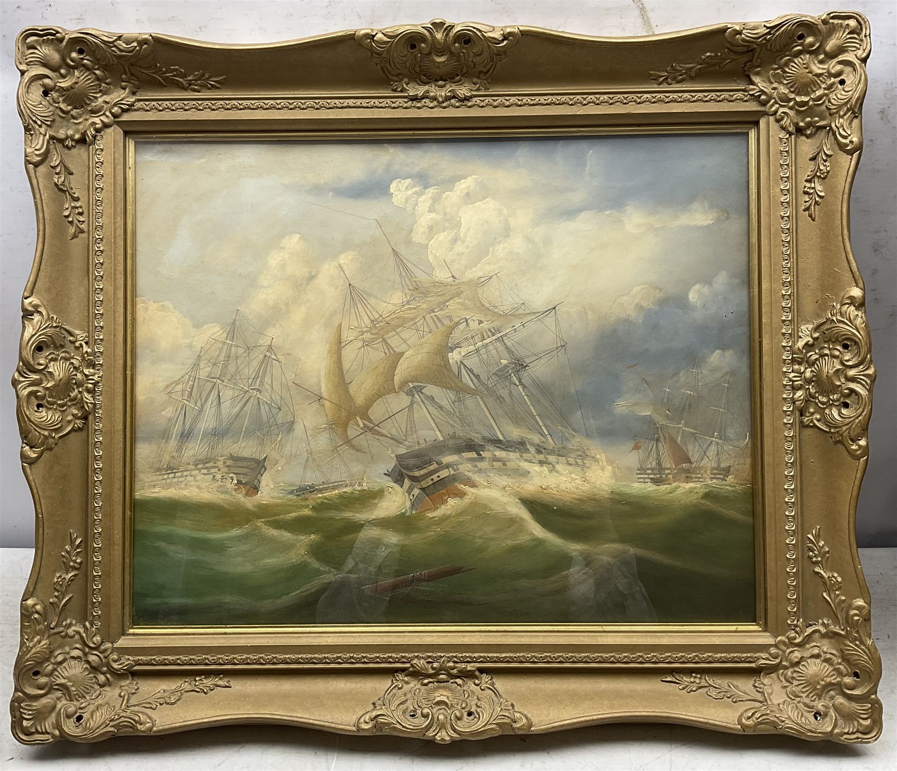 George Frederick Gregory (British/Australian 1821-1887): Rough Seascape with Vessels, oil on board signed 39cm x 49cm 