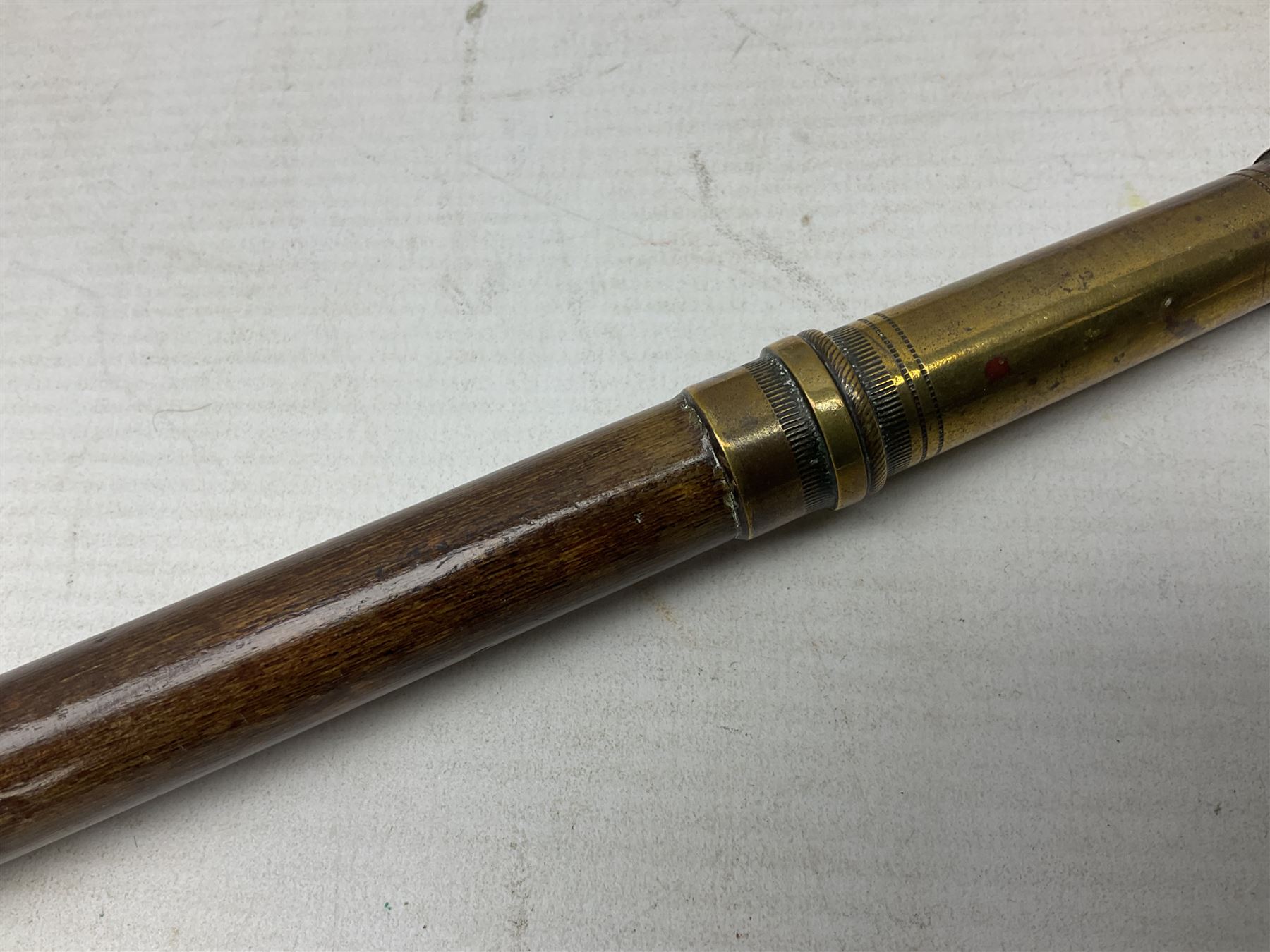 19th Century tipstaff, with brass finial and hardwood handle, L48cm