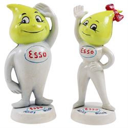 Pair of case reproduction Esso cast drip money banks, H24cm