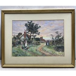 W R Coast (British 20th Century): Countryside Cottage Scenes, pair watercolours signed 24.5cm x 35cm  (2)