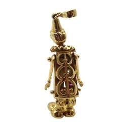 9ct gold stone set clown pendant, hallmarked