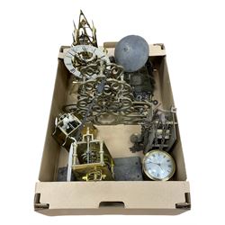 Two skeleton clock movements, tavern clock movement, and further clock movements, all for ...