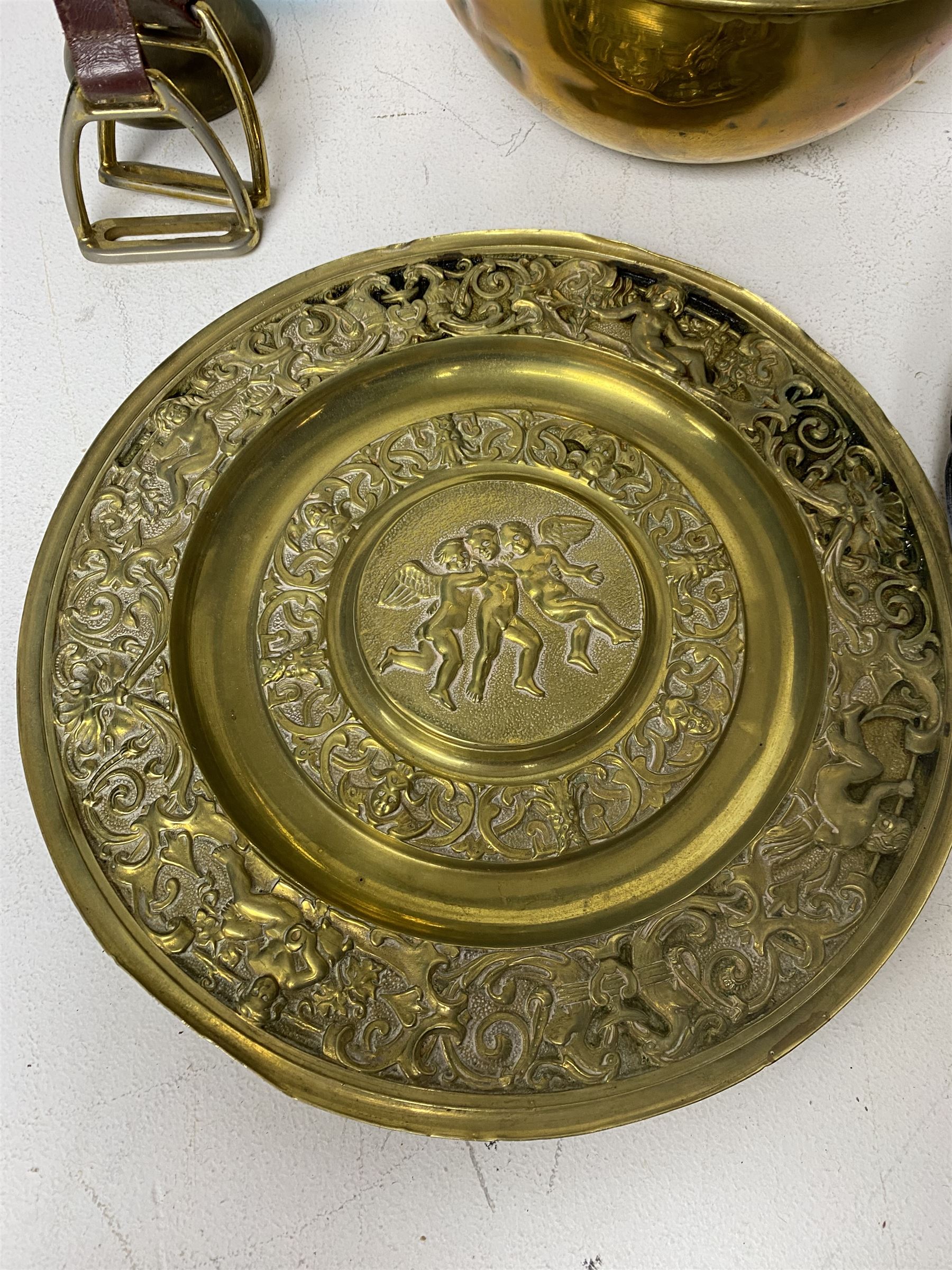 Hornsea Studio Craft planter, freestanding brass ashtray and a collection of other ceramics and collectables