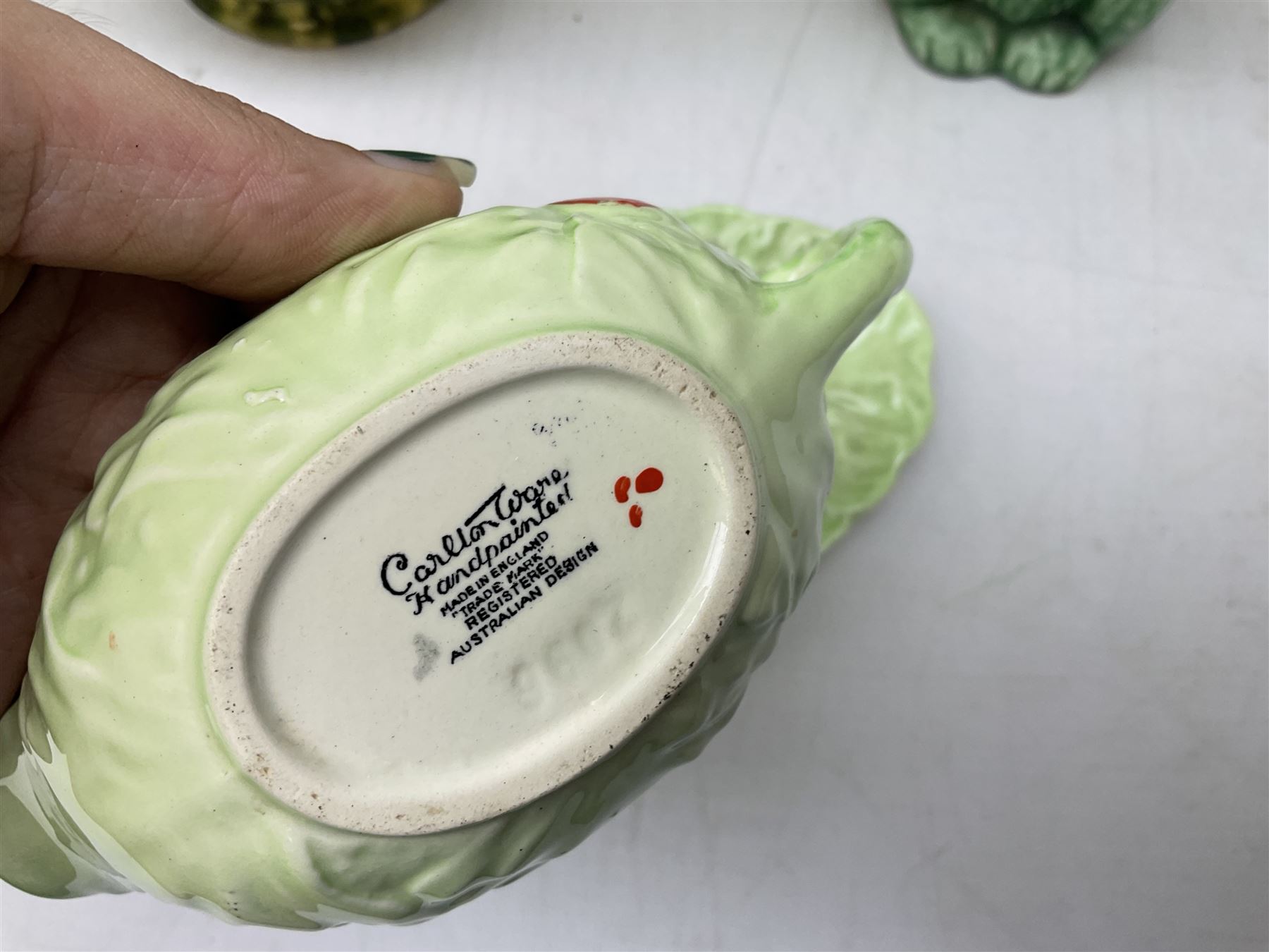 Mid century Spode Copeland 'Cutie Kitten' bowl, Crown Ducal King George VI and Queen Elizabeth Coronation Emu Wines flask with stopper, c1937, Carlton Ware sauce boat and saucer, Crown Devon and quantity of ceramic jugs etc