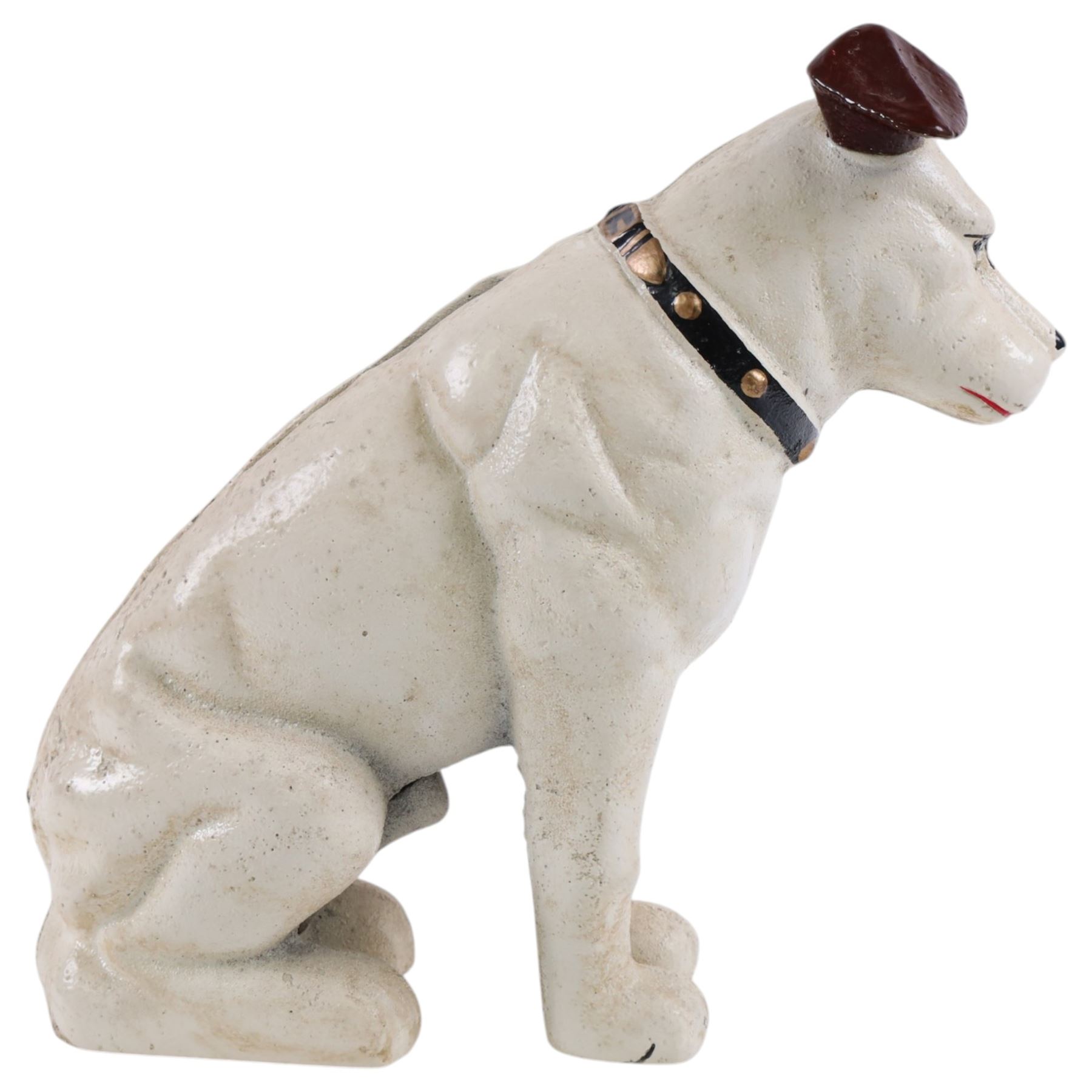 Cast iron replica Nipper dog money box, H26cm