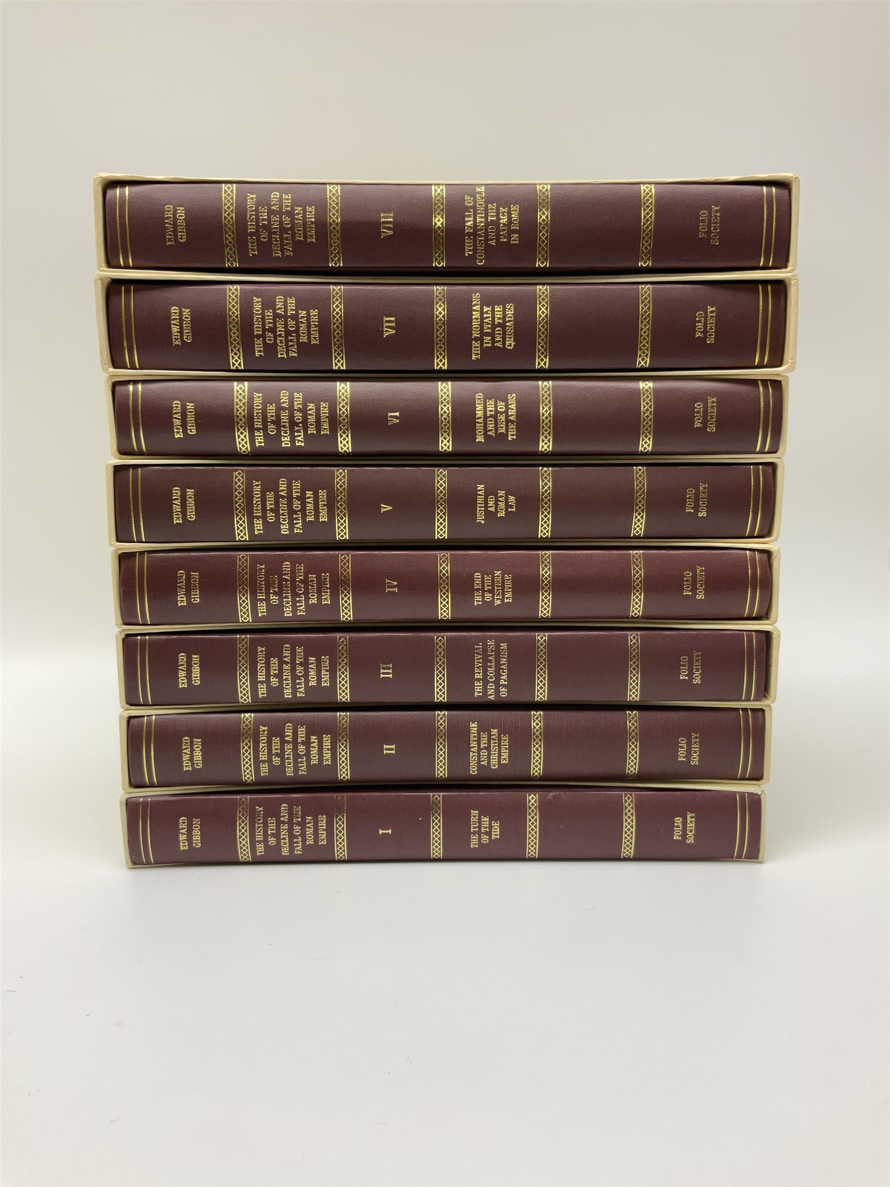 Folio Society - eighteen volumes including The History of the Decline and Fall of the Roman Empire, eight volumes, The History of England, five volumes etc, all with slip covers 