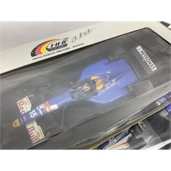 Three Paul's Model Art 1:18 scale die-cast racing cars - Grand Prix Williams Renault FW16 D. Hill; Heinz-Harald Frentzen Edition Sauber Ford C15; and Grand Prix '93 Williams Renault FW15 Damon Hill; together with Heinz-Harald Frentzen Edition Williams Renault 1997; all boxed (4)