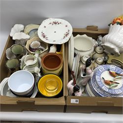 Collection of ceramics, to include a pair of beswick pheasants, Royal Doulton vase in Louisa pattern etc, in three boxes