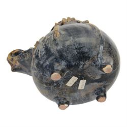 Large Thai vase decorated with relief figures and elephants, together with two smaller examples