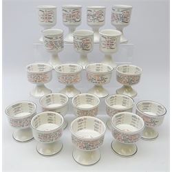  Set of twelve T.G. Green Limited Gresley '100 Calorie Measures' pottery goblets and seven other measures printed with recipes including Tigers Milk, Blues Chaser, Cloud Nine and others (19)  