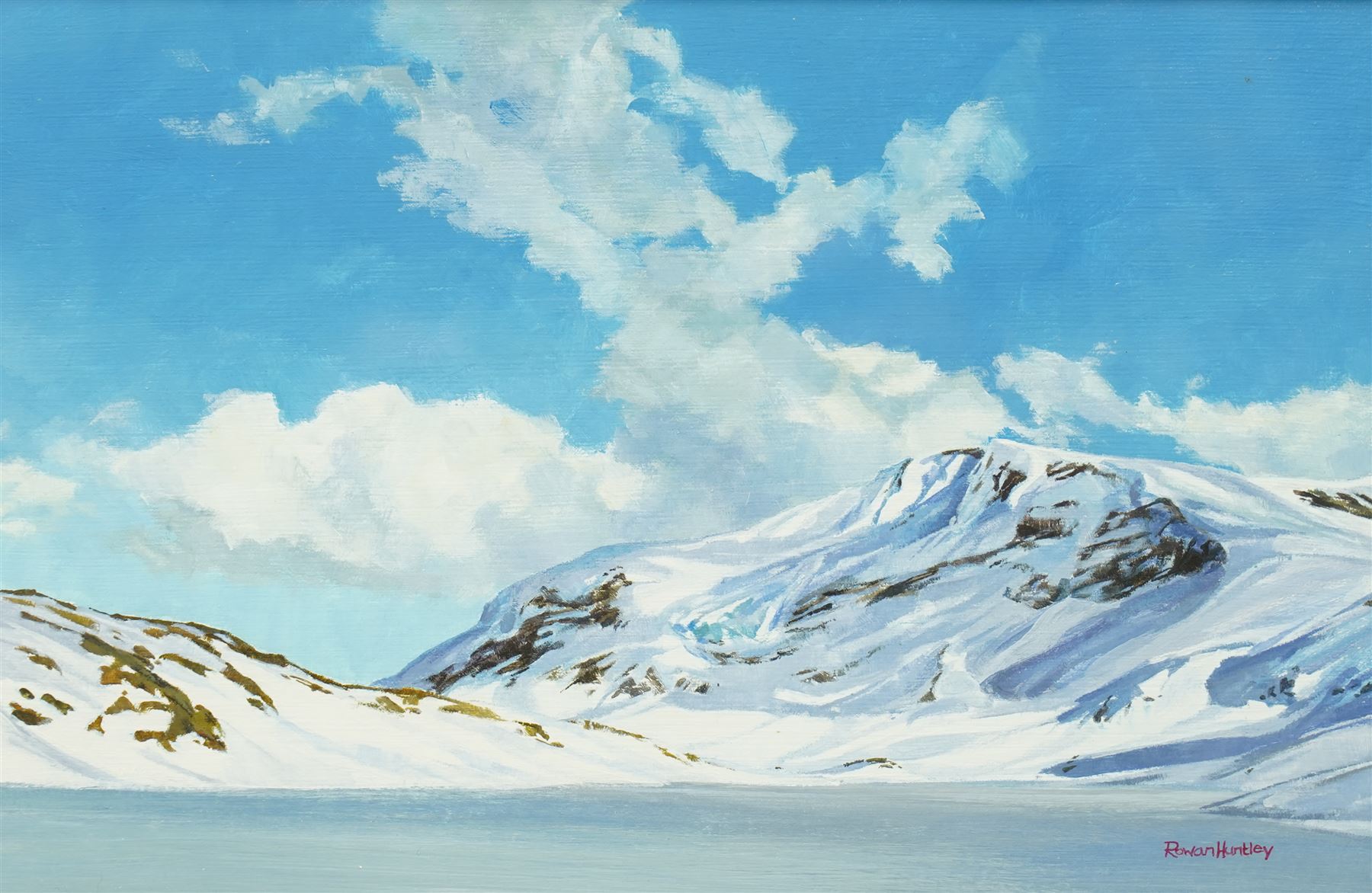 Rowan Huntley (British Contemporary): Steindalsnosi - Norway, acrylic on board signed 15cm x 22cm