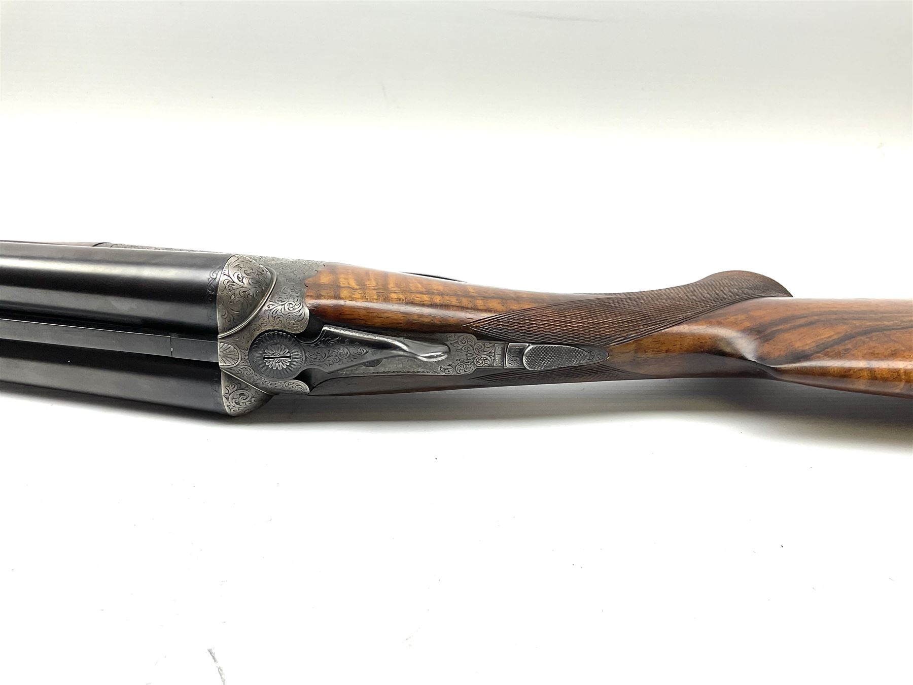 Very fine Westley Richards 12-bore side-by-side double barrel boxlock ejector live pigeon sporting gun, c1910, very heavy and thick 76.5cm blued tightly choked barrels with 2.5