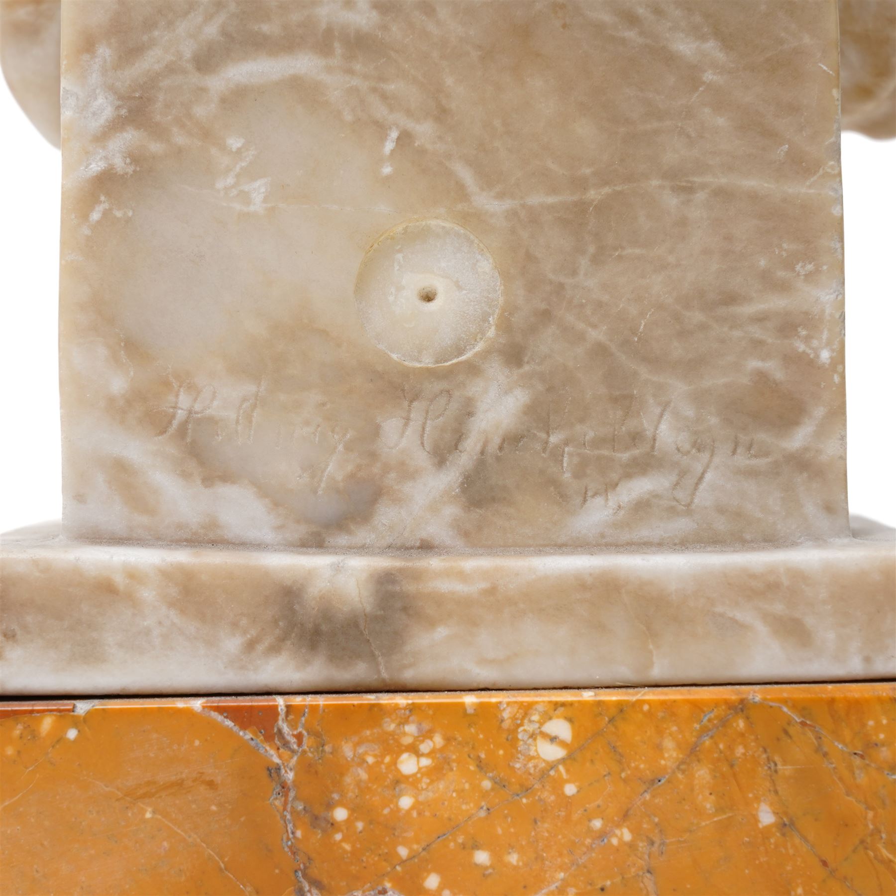 Attrib. Ernst Paul Hinckeldey (German 1893-1953): Girl Reading, alabaster sculpture bearing signature to plinth verso, on marble base H29cm 