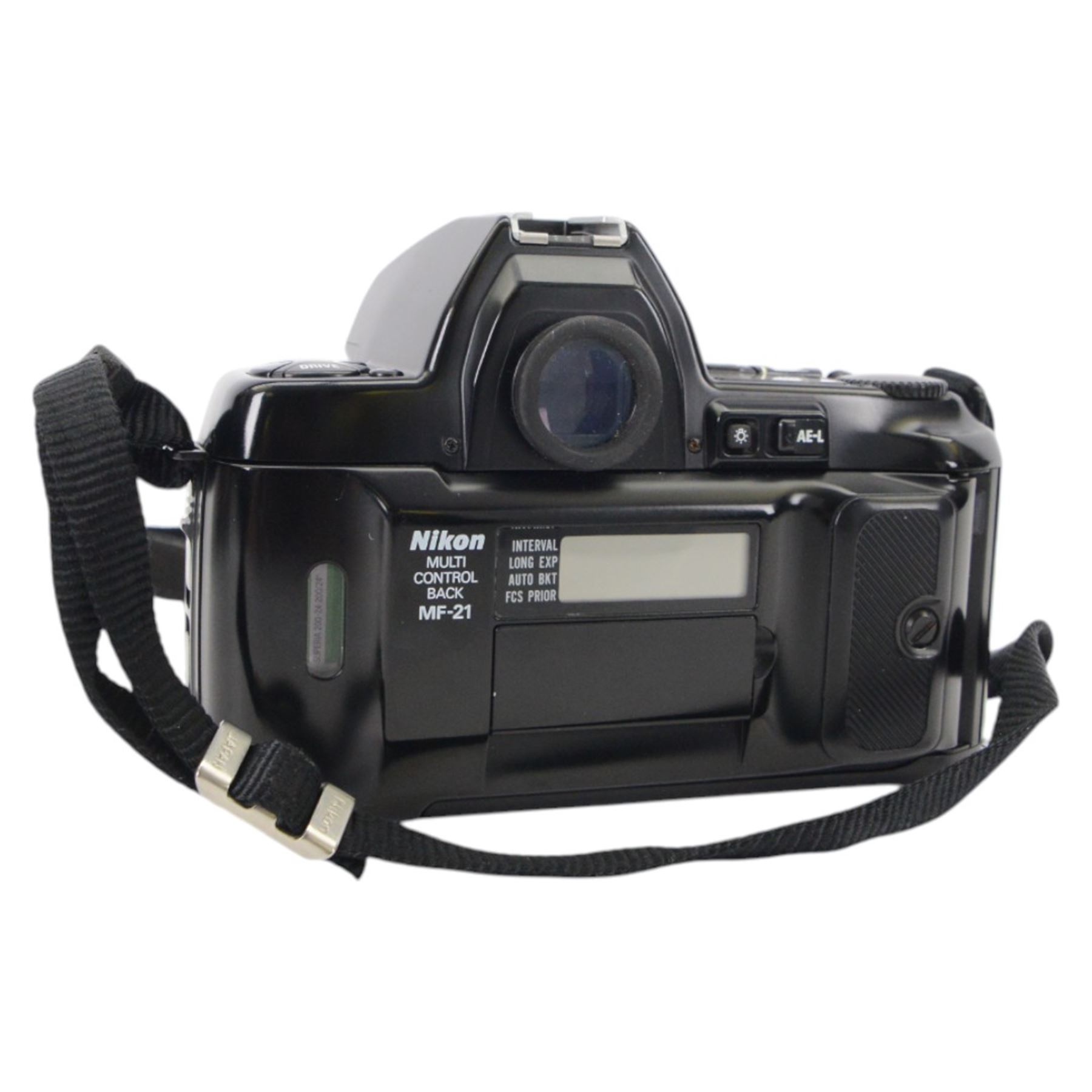 Nikon F-801 camera body serial no. 2010504, together with Nikon accessories, including wireless transmitter WT-1, focusing screen and speedlight