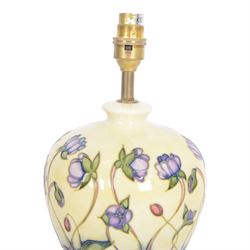 Moorcroft table lamp in Hepatica pattern, H30cm