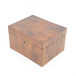 19th century oyster veneer walnut box, of plain rectangular form with hinged cover, H14cm W24.5cm D19cm