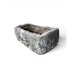 18th century hewn stone rectangular planter