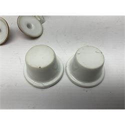 Limoges France hand painted ink well pot stand with lion paw feet, together with  pot pourri vase and cover in the shape of an egg raised on three scroll feet, ink well H14cm 