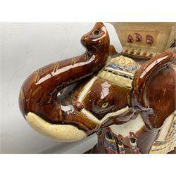 Oriental style ceramic garden seat in the form of an elephant, H55cm