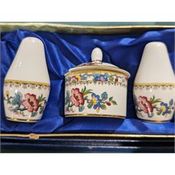 Paragon teacup and saucer, Wedgewood Kutani rose items and a Coalport Ming Rose cruet set