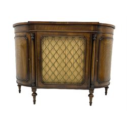 Regency style mahogany credenza side cabinet, crossbanded top