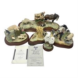 Collection of Border Fine Arts figures, comprising limited edition Supplementary Feeding 943/1750, On The Hill B0877, Run Rabbit Run JH42, James Herriott Studio Collection Venturing Out A22942 and Barn Owlets A25053, two with certificates (6)