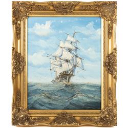 John Ambrose (Cornish 1931-2010): Ships in Full Sail, pair of oils on board signed 49cm x 39cm (2)