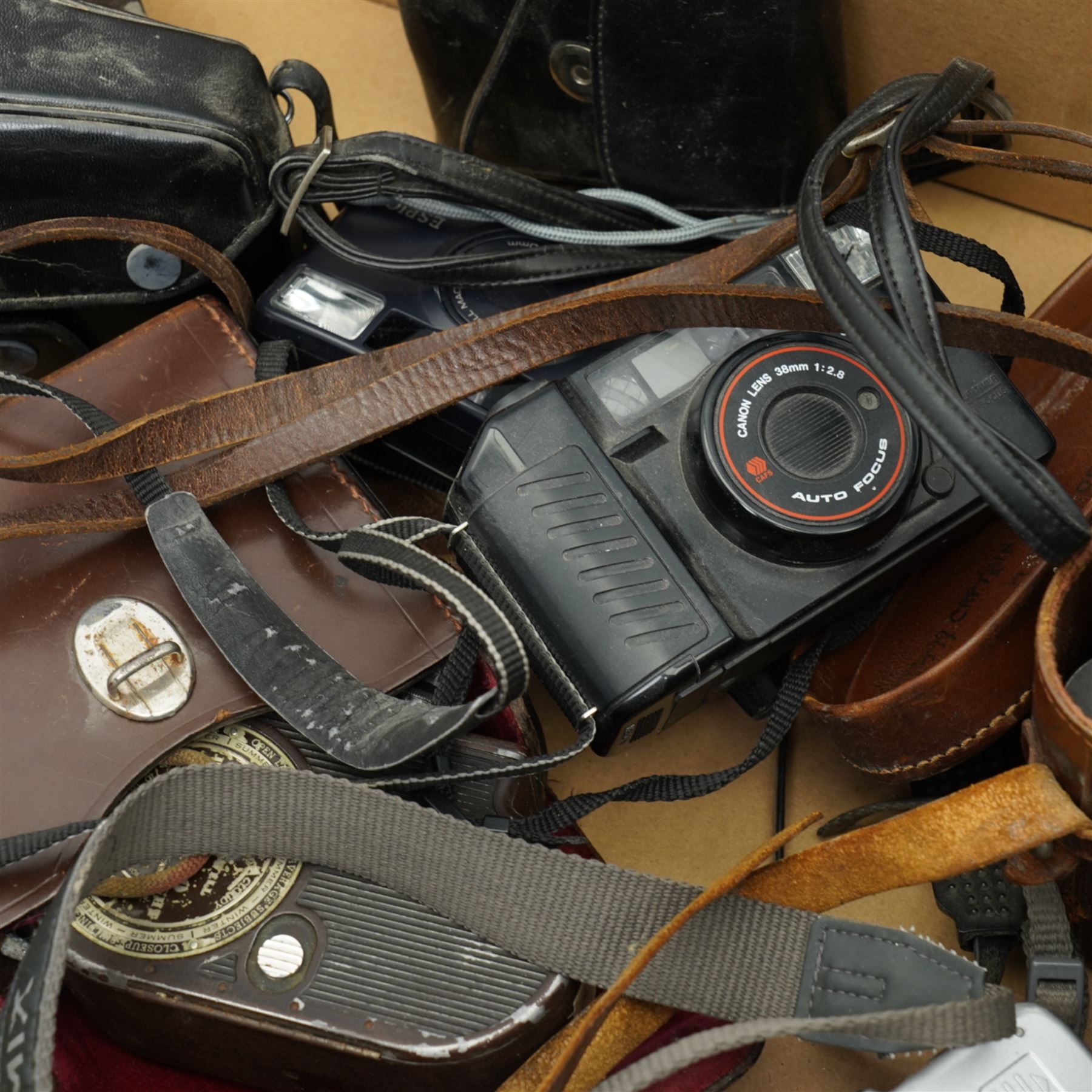 Bell and Howell filmo double run eight model 134-C cinecamera in leather case, Carl Zeiss Jena telex 6X24 binoculars, and various other cameras and binoculars 