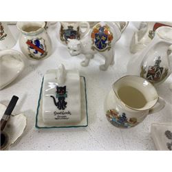 Collection of crested ware ceramics and similar, including items by W.H.Goss, Arcadian, Willow Art, etc 