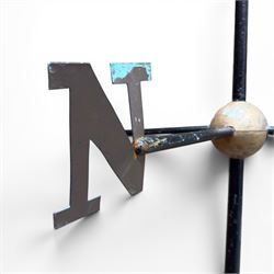 Wrought iron weather vane, lacking pointer