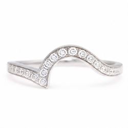 18ct white gold diamond abstract wishbone ring, channel set with twenty round brilliant cu...