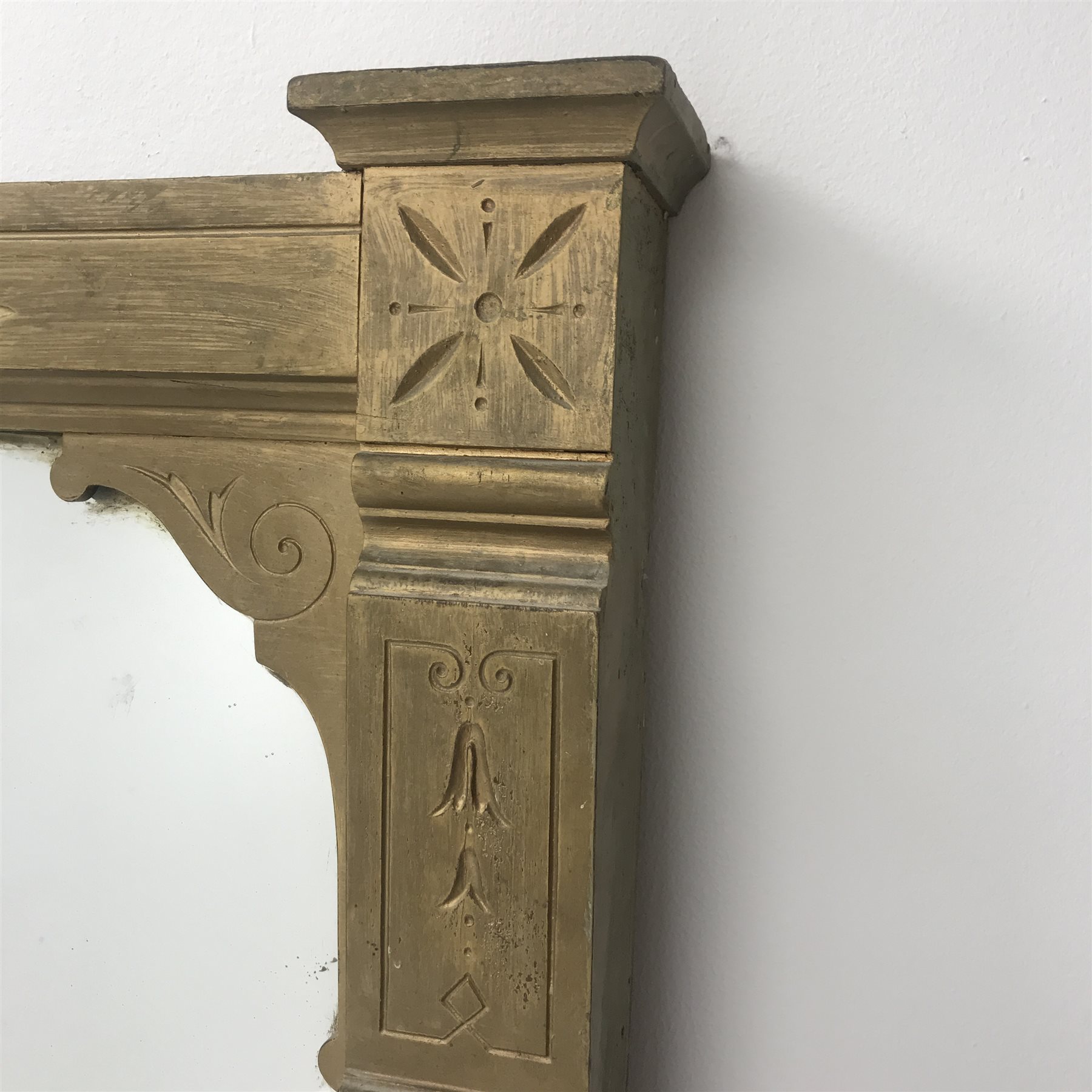 Large mahogany framed mirror, gold pained finish, W144cm, H169cm The