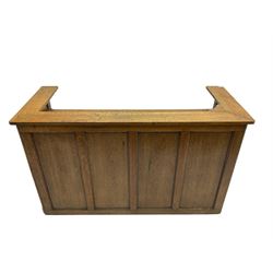 Early 20th century oak rostrum or clerks stand, panelled front and sides