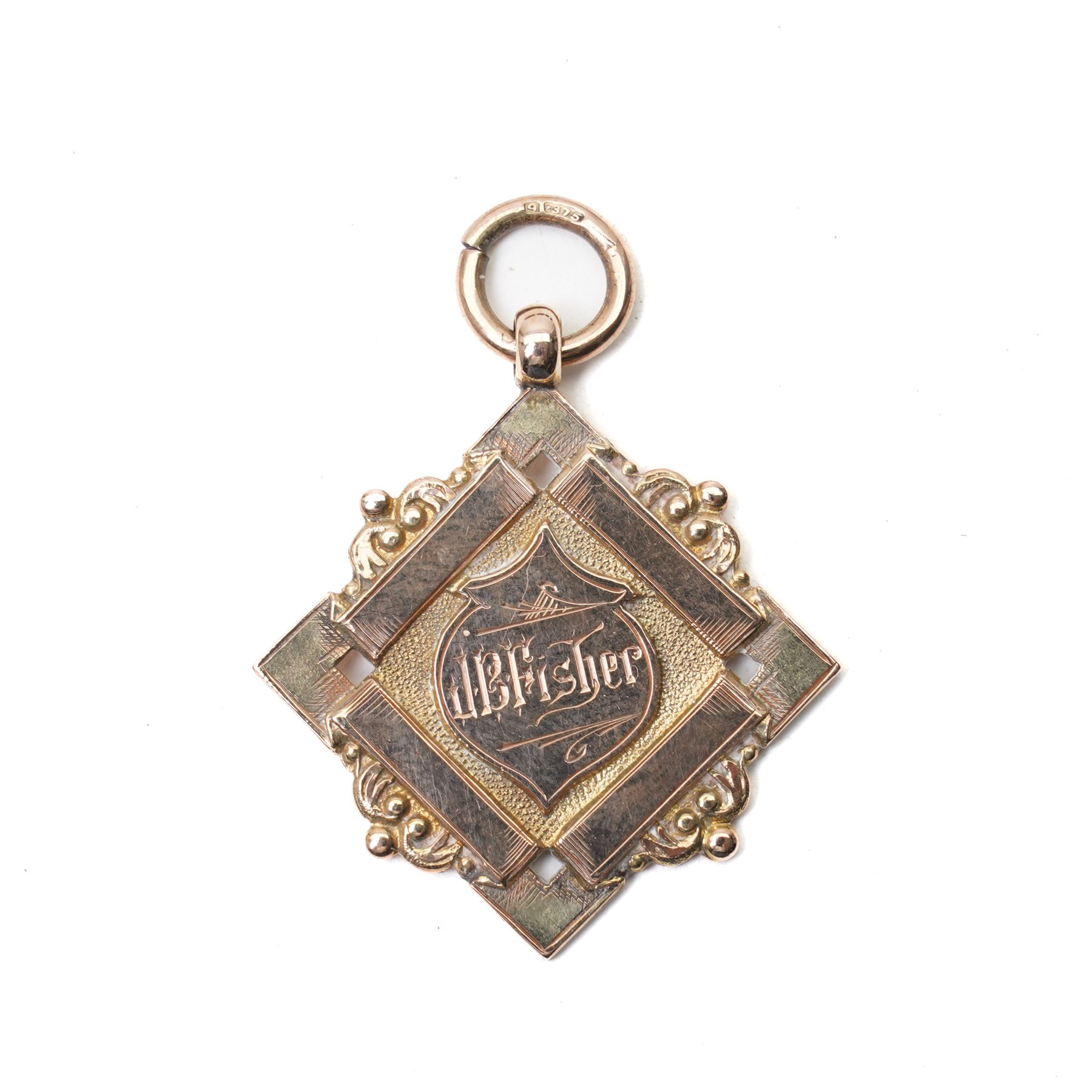 Four early 20th century 9ct gold sporting fob medallions, awarded to John Barugh Fisher (1888-1924) born in Amotherby, studied at Leeds University and became doctor in 1911, later Captain John Barugh Fisher R.A.M.C., three cased
