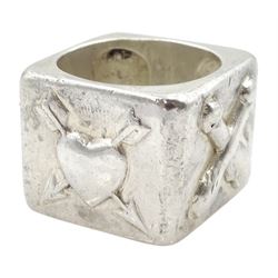 Gentleman's silver dice ring by Vivienne Westwood, stamped 925