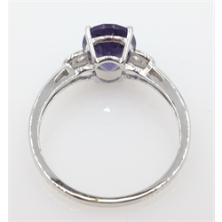  White gold amethyst and diamond ring hallmarked 9ct  
