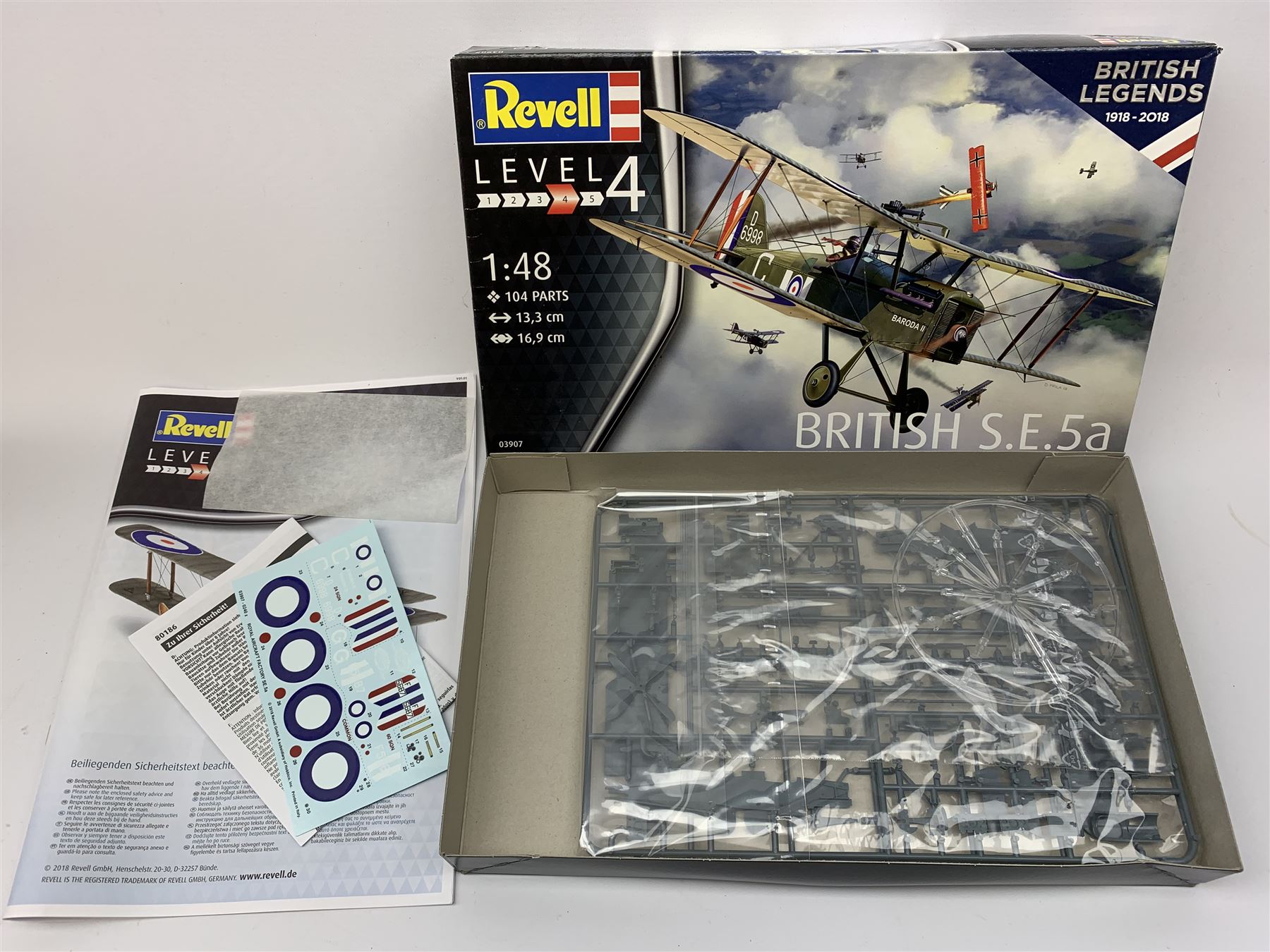 Nine assorted plastic model kits by various makers including Airfix 1/144th scale Concorde, Revell British S.E. bi-plane, Horizon Tyrannosaurus Rex, Tomy Zoids, Matchbox Sea Harrier, Italeri Harrier Falkland and three aircraft by Academy; all boxed, most in factory sealed transparent packaging (9)