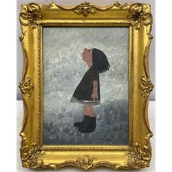 Brian Shields 'Braaq' (Northern British 1951-1997): Study of a Little Girl, oil on board signed 19cm x 14cm