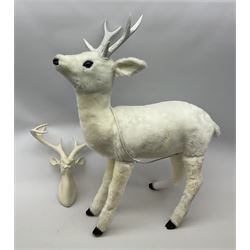 An electronic moving reindeer, H101cm, together with a pair of composite antlers. 