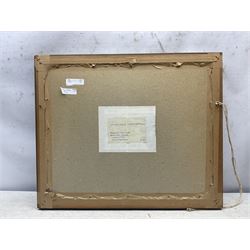 Harry Zeegers (Dutch 1929-): Continental Town Scene, oil on canvas signed in gilt frame 26cm x 34cm; Pauline Shingles (Yorkshire 20th Century): 'Maltings - Nafferton', oil on board signed 39cm x 49cm (2)