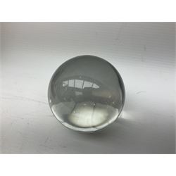 Victorian crystal ball, in a fitted case, D8cm