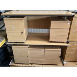 Beech finish office desk and a light oak office desk - THIS LOT IS TO BE COLLECTED BY APPOINTMENT FROM DUGGLEBY STORAGE, GREAT HILL, EASTFIELD, SCARBOROUGH, YO11 3TX